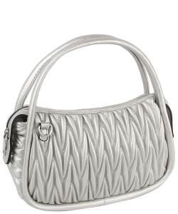 Puffy Chevron Quilted Tote Crossbody Bag LP105-Z SILVER